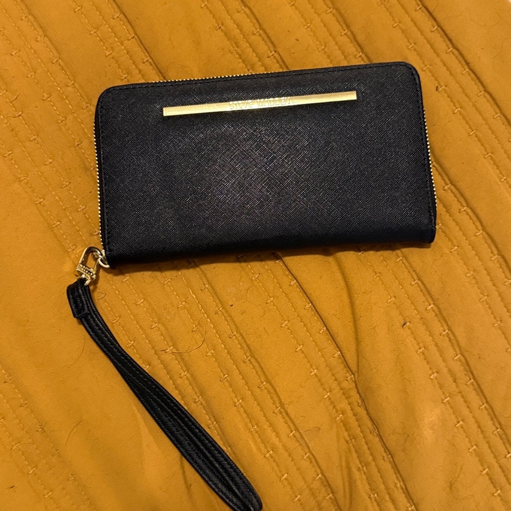 Steve Madden Black Clutch with Gold Detail